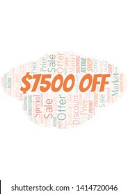 $7500 Off word cloud. Wordcloud made with text only.
