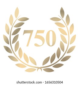 750th gold laurel wreath vector isolated on a white background 