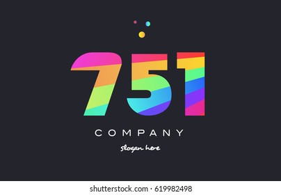 751 creative color green orange blue magenta pink number digit company logo vector icon spectrum