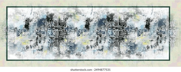 75-200 Rectangle silk scarf design with seamless textile pattern
