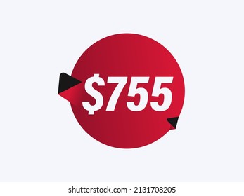 $755 USD sticker vector illustration