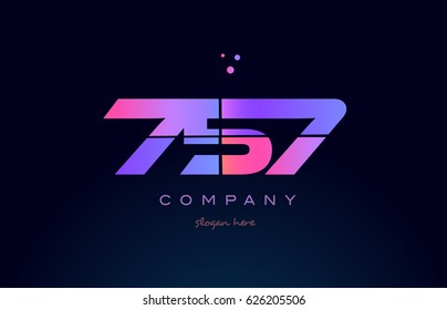 757 pink blue purple number digit numeral dots creative company logo vector icon design template