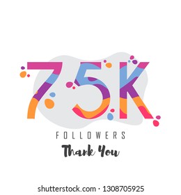 75k followers thank you design. Vector illustration eps 10