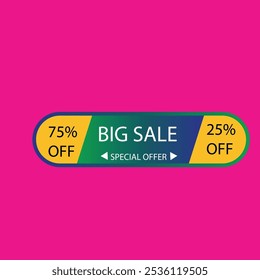 75%off discount promotion sale, Template for products advertising, web banners, leaflets, certificates and postcards. Vector  banner, Special offer limited time