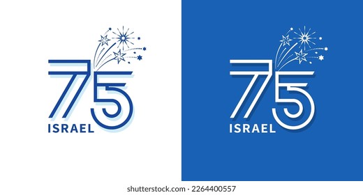 75rd Independence Day of Israel logo. Number 75 with fireworks, vector design - Shutterstock ID 2264400557