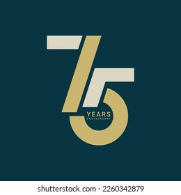 75th, 75 Year Anniversary Logo, Golden Color, Vector Template Design element for birthday, invitation, wedding, jubilee and greeting card illustration.