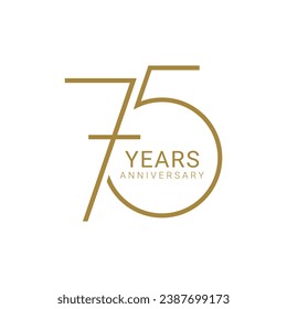 75th, 75 Year Anniversary Logo, Golden Color, Vector Template Design element for birthday, invitation, wedding, jubilee and greeting card illustration.