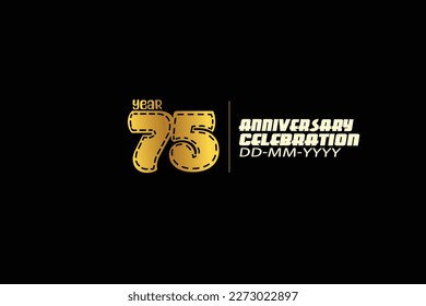 75th, 75 years, 75 year anniversary celebration abstract knit style logotype. anniversary with gold color isolated on black background-vector