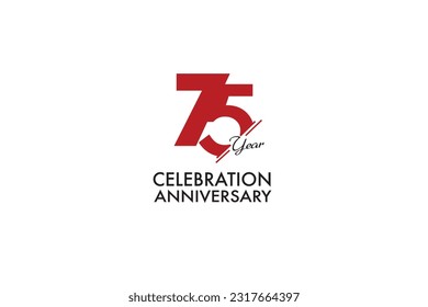 75th, 75 years, 75 year anniversary with red color isolated on white background, vector design for celebration vector