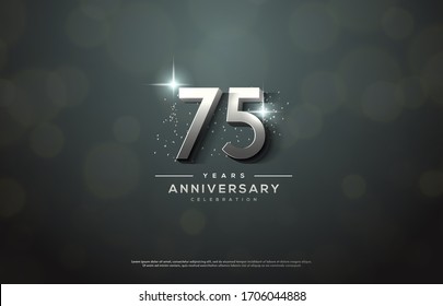 75th anniversary background number illustration with color effects and sparkling light behind.