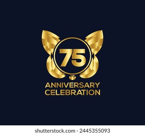 75th anniversary celebration day with gold color Light bright modern logo Design element