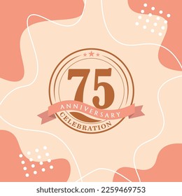 75ª celebración del aniversario logo diseño vectorial con fondo de color marrón y color marrón más tarde diseño abstracto 