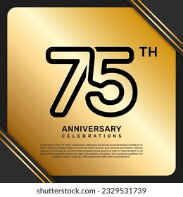75th anniversary celebration template design with simple and luxury style in golden color, vector template