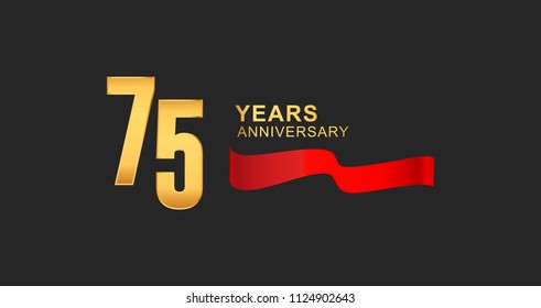 75th anniversary design logotype golden color with red ribbon elegant design for anniversary celebration
