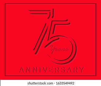 75th Anniversary with elegant red stripe motif, anniversary template design for web ,Creative poster, booklet, leaflet, flyer, magazine, invitation card