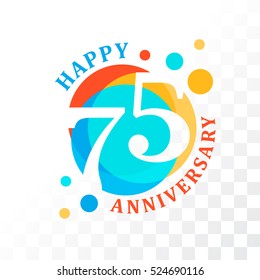 75th Anniversary emblem. Vector  template for birthday and jubilee