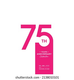 75th anniversary logo. Anniversary celebration logo design with pink color for booklet, flyer, magazine, brochure poster, web, invitation or greeting card. vector illustrations.