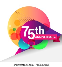 75th Anniversary logo, Colorful geometric background vector design template elements for your birthday celebration.