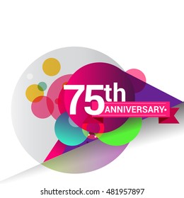 75th Anniversary logo, Colorful geometric background vector design template elements for your birthday celebration.