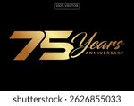 75th anniversary logo gold color on black background for celebration. Vector decorative design
