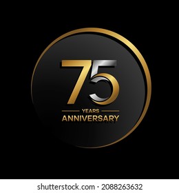 75th anniversary logo. Golden anniversary celebration logo design for booklet, leaflet, magazine, brochure poster, web, invitation or greeting card. rings vector illustrations.