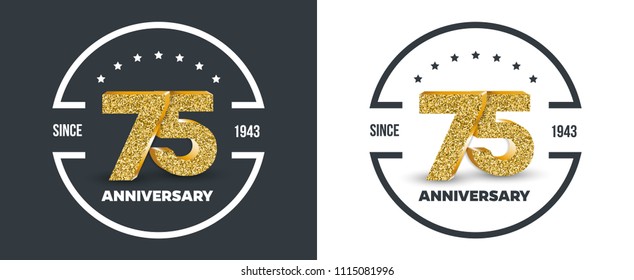 Logo zum 75. Geburtstag auf dunkelweißem Hintergrund. Banner zum 75-jährigen Bestehen. Vektorgrafik.