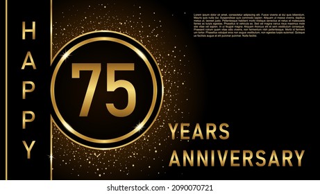 75th anniversary logo template Vector design birthday celebration, Golden anniversary emblem with ring. Design for booklet, leaflet, magazine, brochure, poster, web, invitation or greeting card.