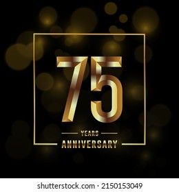 75. Jubiläumslogotype. Jubiläumsfeier-Template-Design mit goldenem Ring für Broschüren, Broschüren, Poster, Banner, Web, Einladung oder Grußkarte. Vektorgrafiken.