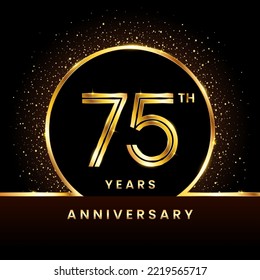 75th Anniversary Logotype. Golden Anniversary template design for celebration event, invitation card, greeting card, flyer, banner, poster, double line logo, vector illustration