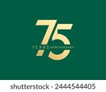 75th Anniversary luxury gold celebration with overlapping number logo typography vector design concept. Seventy-five years anniversary gold logo template for celebration event, business, web, ads.