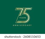 75th Anniversary luxury gold celebration with Connected number logo typography vector design concept. Seventy-five Years anniversary gold template for celebration event, business, greeting, invitation