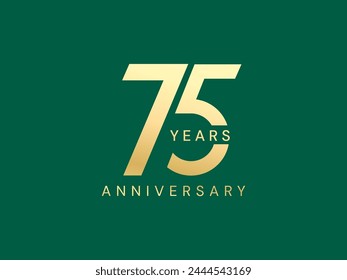 75th Anniversary luxury gold celebration with Italics number style logo typography vector design concept. Seventy-five Years anniversary gold typography template for celebration event, business, web.