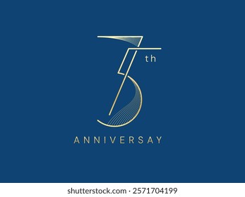 75th Anniversary luxury gold celebration with overlapping minimalist numbers logo typography vector design concept. Seventy-five Years anniversary gold template for celebration event, card, invitation