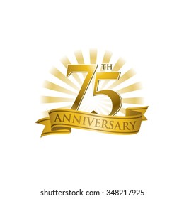 75th Anniversary Ribbon Logo With Golden Rays Of Light