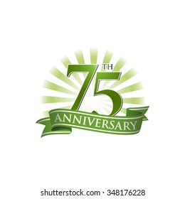 75th Anniversary Ribbon Logo With Green Rays Of Light