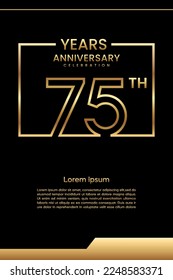 75th Anniversary template design with gold color for celebration event, invitation, banner, poster, flyer, greeting card, book cover. Vector Template