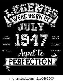 75th Birthday Vintage Legends Were Born In July 1947 75 Years Old