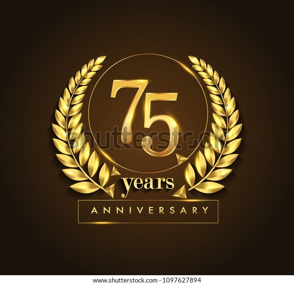 75th Gold Anniversary Celebration Logo Golden Stock Vector (Royalty ...