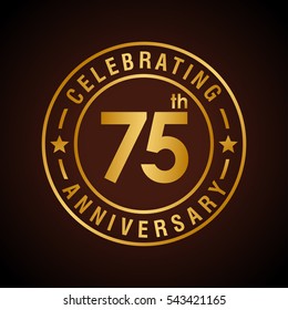 75th golden anniversary logo, laurel wreath isolated on black background, vector design