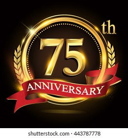 Celebrating 75 Years Anniversary Logo Golden Stock Vector (Royalty Free ...