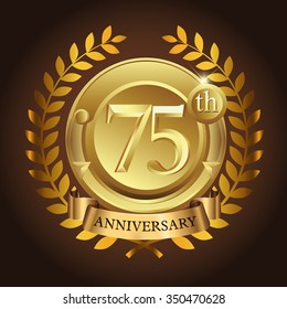 75th golden anniversary wreath ribbon logo