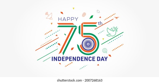 75th independence day India. 75 years success freedom celebration festival with tricolor background concept 