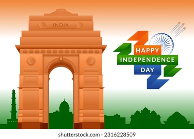 75th Independence day of India greeting with tricolor Indian flag. 15th August template for website and social media.