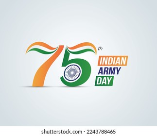 75th Indian army day Vector illustration banner. Indian army with tricolor flag celebrating victory.
