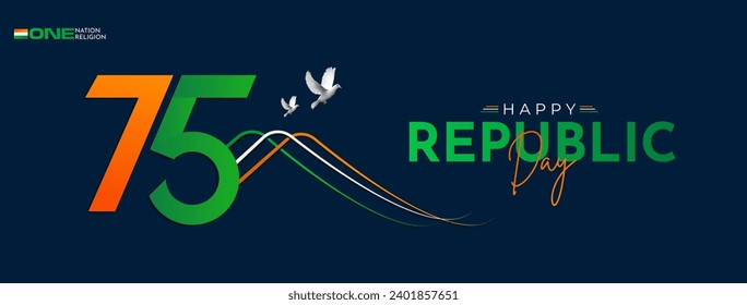 75th Indian Republic Day, 26 January Celebration Social Media Post, Web Benner, Status Wishes