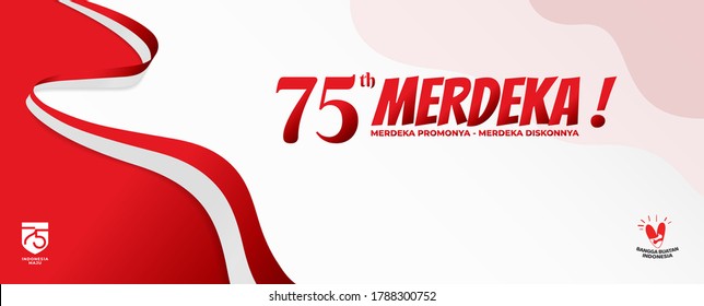 75th Indonesia Independence day banner with wave. Independence day banner