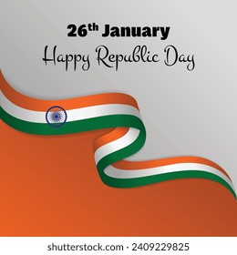 75th Republic Day, January 26 2024, January 26, Social Media Post, Republic Day Rapture: Tricolor Ribbons in Vibrant Vector Art!, Experience the joy of India's Republic Day with this vibrant vector.