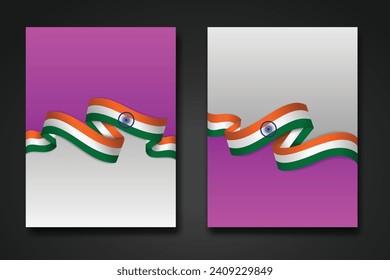 75th Republic Day, January 26 2024, January 26, Social Media Post, Republic Day Rapture: Tricolor Ribbons in Vectors, double design. Experience the joy of India's Republic Day with this vibrant vector