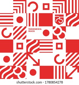 75th Republic of Indonesia Anniversary.  Dirgahayu Indonesia, Indonesia Maju (Translated: Long Live and Forward Indonesia). August 17. Vector Logo and Pattern.