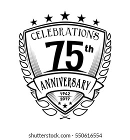 75th Shield Anniversary logo. Vector and illustration. 75 years logo.